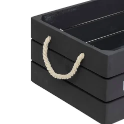 Lot de 3 cagettes bois Denys L23/29/35cm gris - Atmosphera