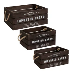Lot de 3 cagettes bois Denys L23/29/35cm marron tonka - Atmosphera