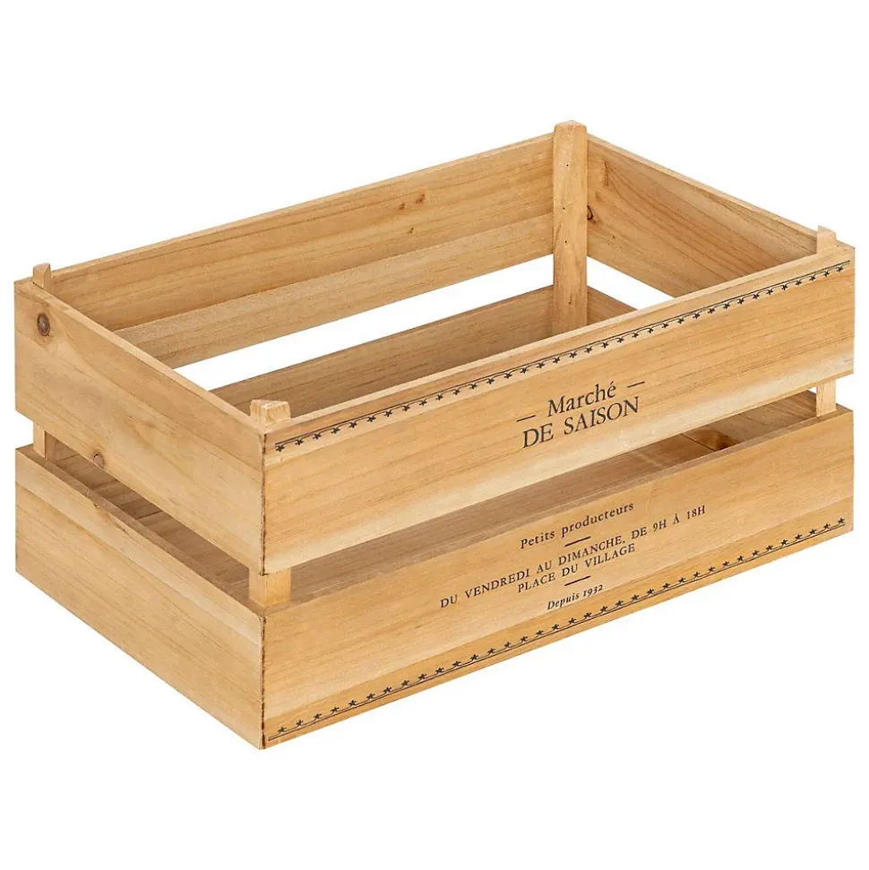Lot de 2 cagettes Little cottage bois L30/35cm - Atmosphera