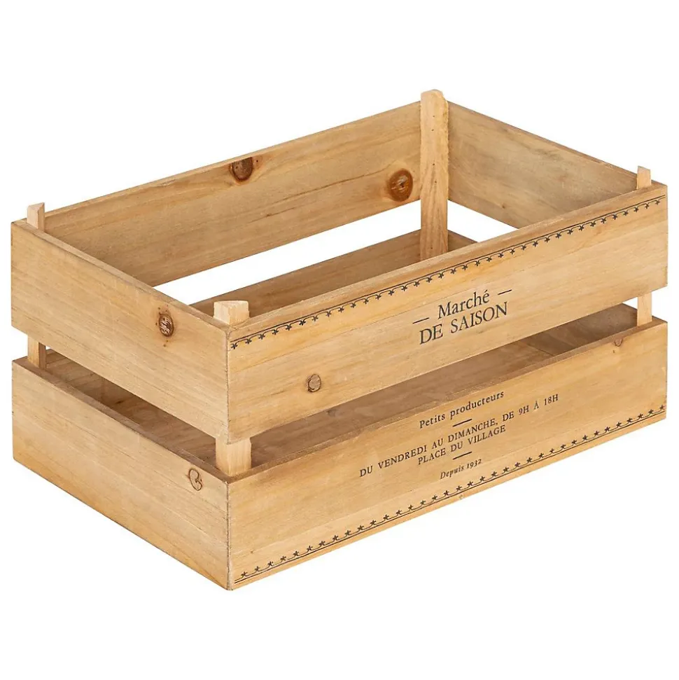 Lot de 2 cagettes Little cottage bois L30/35cm - Atmosphera
