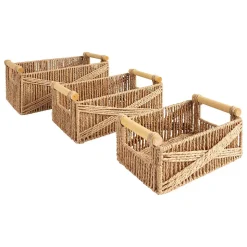 Lot de 3 caisses Eugène beige L26/31/36cm - Atmosphera