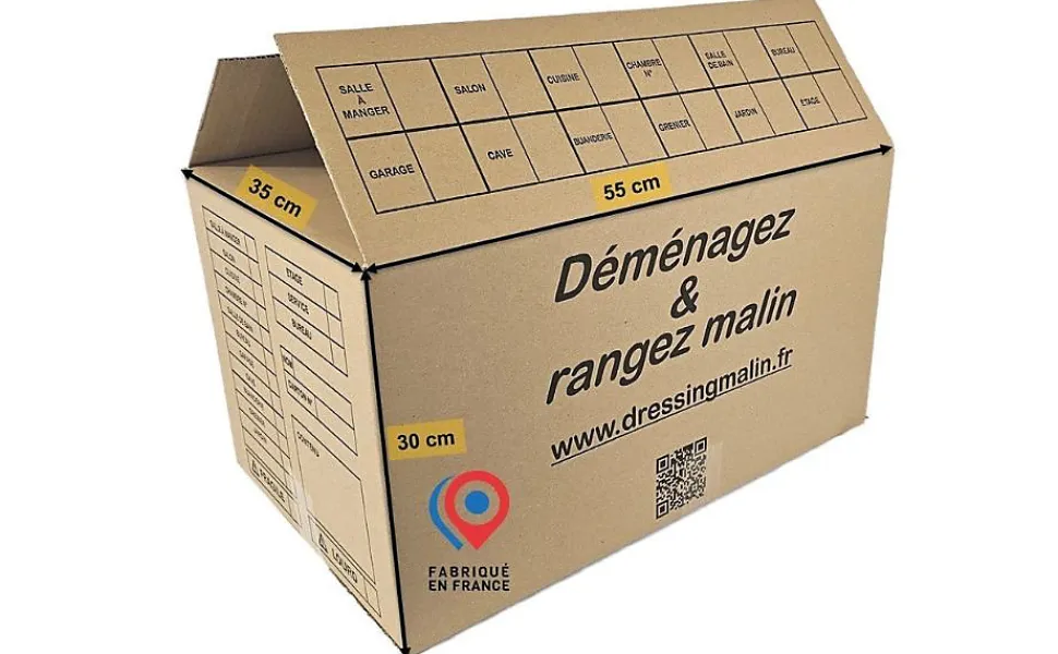 lot de 40 cartons demenagement 55x35x30 cm 2 adhesifs