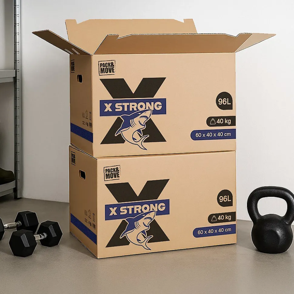 Lot de 15 Cartons Déménagement X Strong - 60 x 40 x 40 cm - Charge 40 kg - Extrême Résistance - Grande Capacité