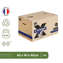 Lot de 10 Cartons Déménagement X Strong - 60 x 40 x 40 cm - Charge 40 kg - Extrême Résistance - Grande Capacité
