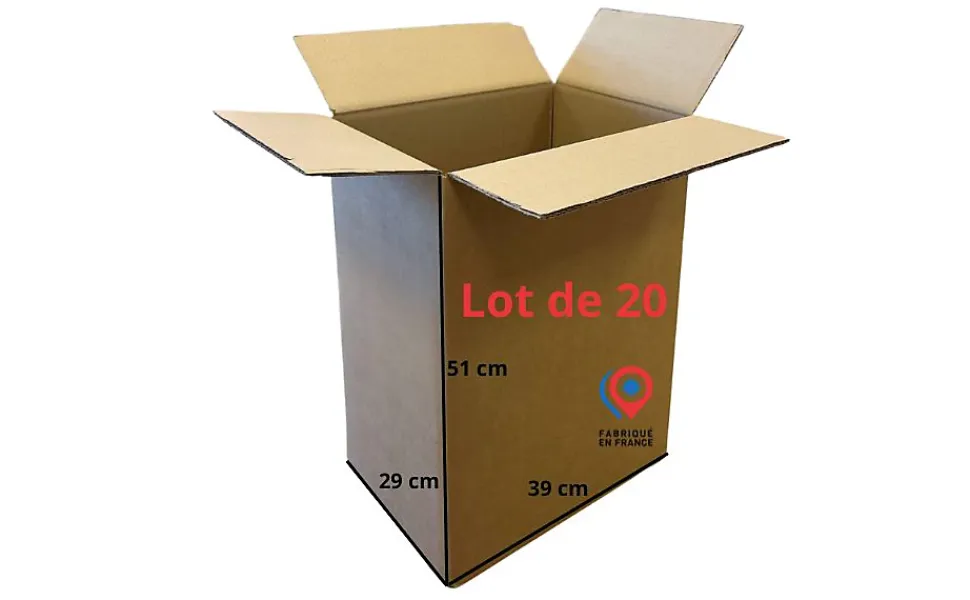 lot de 20 cartons double cannelure fond semi automatique 52 l