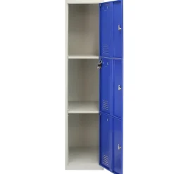 Lot de 3 Casiers de Rangement de 3 Portes en Acier Bleu