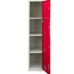 Lot de 4 Casiers de Rangement de 4 Portes en Acier Rouge