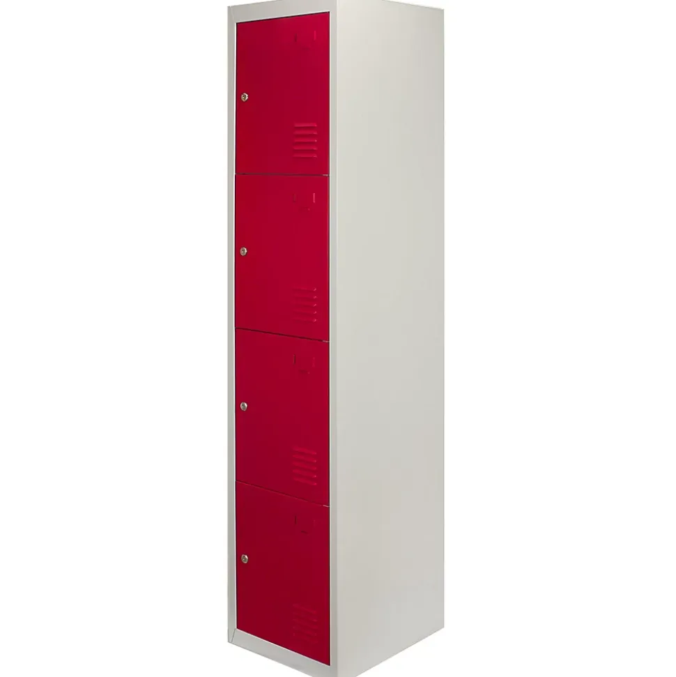 Lot de 4 Casiers de Rangement de 4 Portes en Acier Rouge