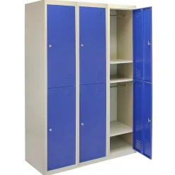 Lot de 3 Casiers de Rangement de 2 Portes en Acier Bleu