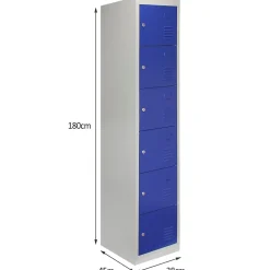 Lot de 3 Casiers de Rangement de 6 Portes en Acier Bleu