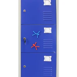 Lot de 3 Casiers de Rangement de 6 Portes en Acier Bleu