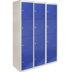 Lot de 3 Casiers de Rangement de 4 Portes en Acier Bleu