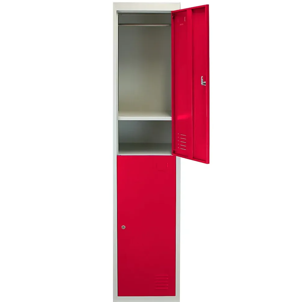 Lot de 3 Casiers de Rangement de 2 Portes en Acier Rouge