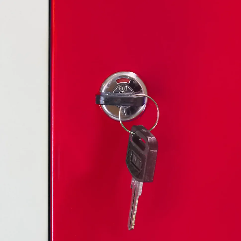 Lot de 3 Casiers de Rangement de 2 Portes en Acier Rouge