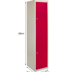 Lot de 3 Casiers de Rangement de 2 Portes en Acier Rouge