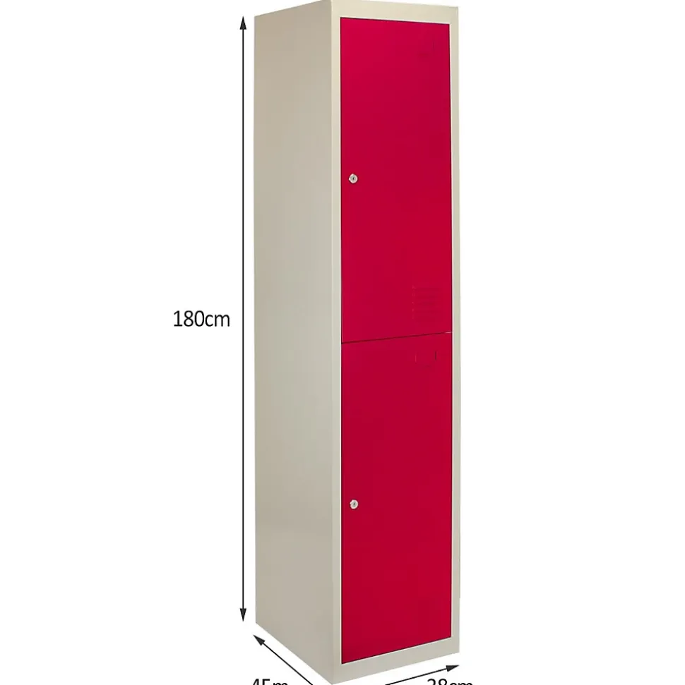 Lot de 3 Casiers de Rangement de 2 Portes en Acier Rouge