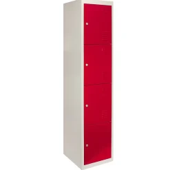Lot de 3 Casiers de Rangement de 4 Portes en Acier Rouge