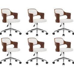 Lot de 6 chaise de bureau Vidaxl interieur non pliable en bois H. 68 cm blanc