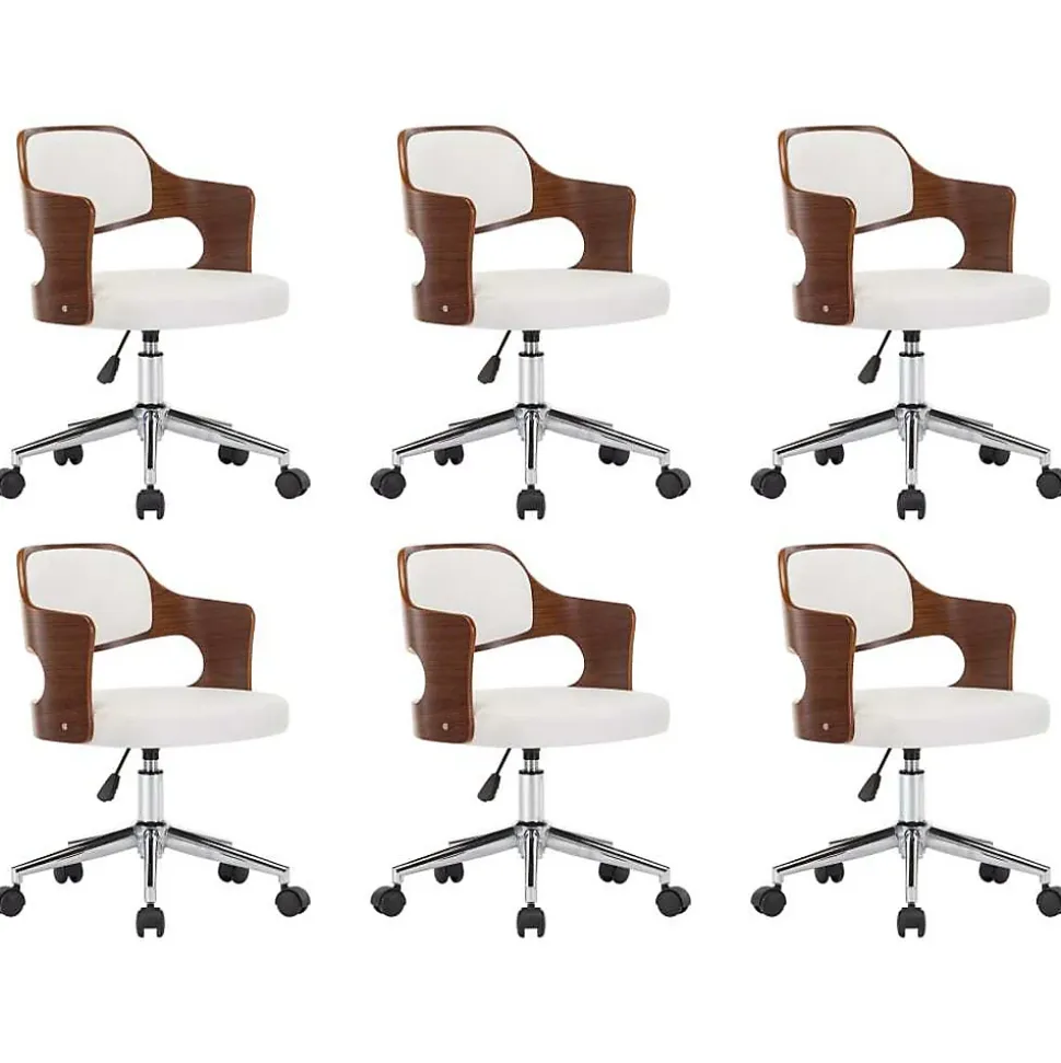 Lot de 6 chaise de bureau Vidaxl interieur non pliable en bois H. 68 cm blanc