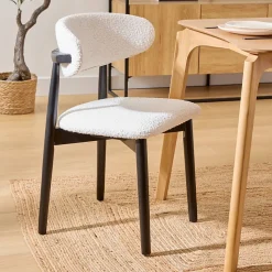 Lot de 2 Chaise en bois boucle Sari blanc pieds noirs - Atmosphera