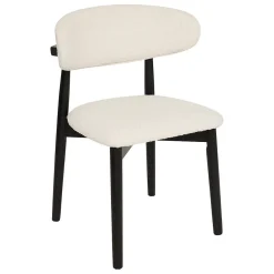 Lot de 2 Chaise en bois boucle Sari blanc pieds noirs - Atmosphera