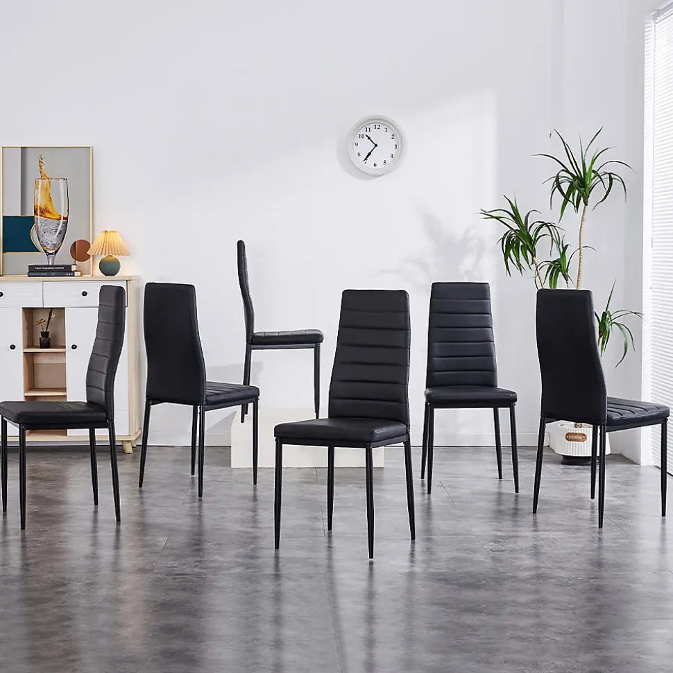 Lot de 6 chaise teeno interieur non empilable non pliable en fer H. 97 cm noir