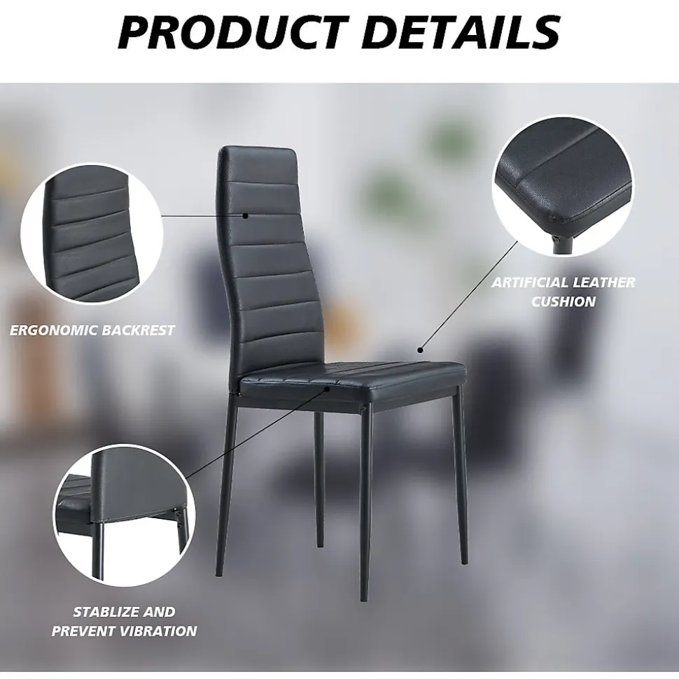 Lot de 6 chaise teeno interieur non empilable non pliable en fer H. 97 cm noir