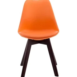 Lot de 4 Chaises - CLP - Borneo V2 - Similicuir - Orange - Pieds en Bois