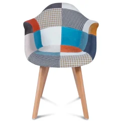 Lot de 2 chaises de salle à manger scandinaves, fauteuils de table SARA motifs patchworks multi-couleurs