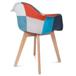 Lot de 2 chaises de salle à manger scandinaves, fauteuils de table SARA motifs patchworks multi-couleurs