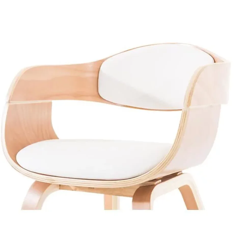 Lot de 2 Chaises de salle à manger Kingston En Similicuir Avec Accoudoirs et Piétement en Bois , Nature - Blanc