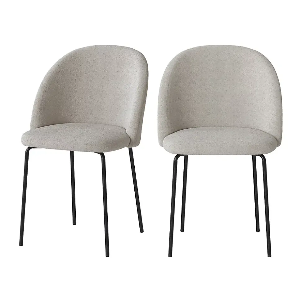 Lot de 2 chaises en tissu bouclette beige - Karl