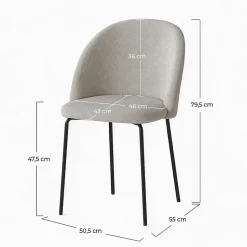Lot de 2 chaises en tissu bouclette beige - Karl