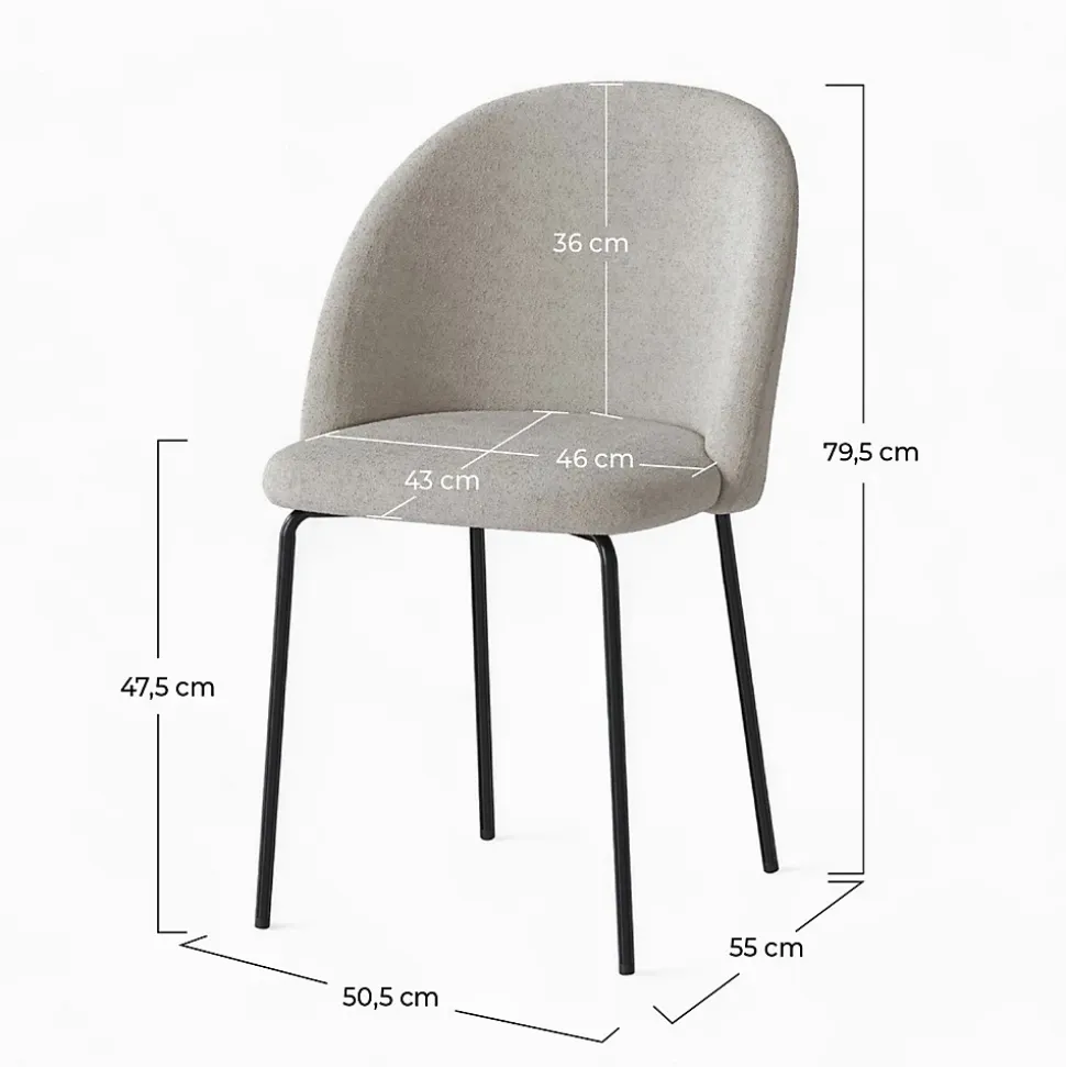 Lot de 2 chaises en tissu bouclette beige - Karl
