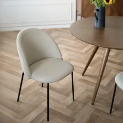 Lot de 2 chaises en tissu bouclette beige - Karl