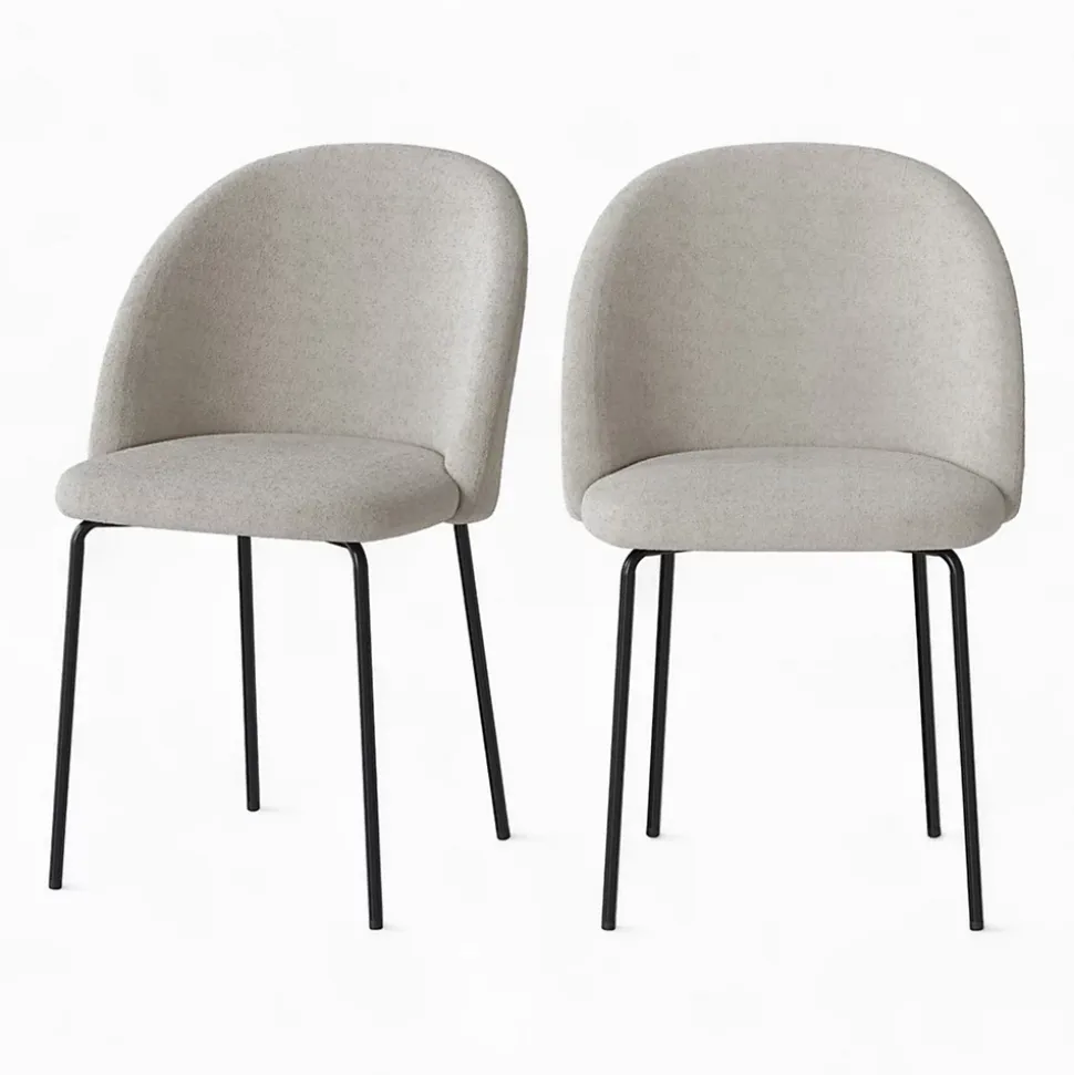 Lot de 2 chaises en tissu bouclette beige - Karl