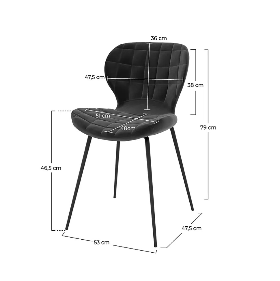 Lot de 2 chaises en velours noir - Mazzia