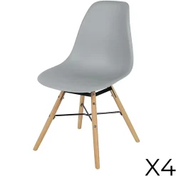 Lot de 4 chaises gris clair avec structure en métal noir et pieds en bois 45,5x52xH42/81 cm Collection JENKINS