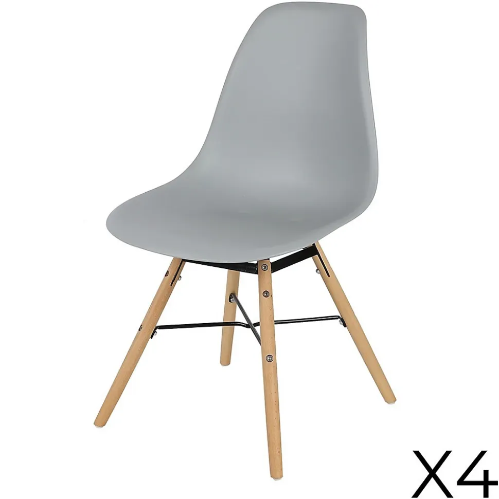 Lot de 4 chaises gris clair avec structure en métal noir et pieds en bois 45,5x52xH42/81 cm Collection JENKINS