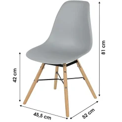 Lot de 4 chaises gris clair avec structure en métal noir et pieds en bois 45,5x52xH42/81 cm Collection JENKINS