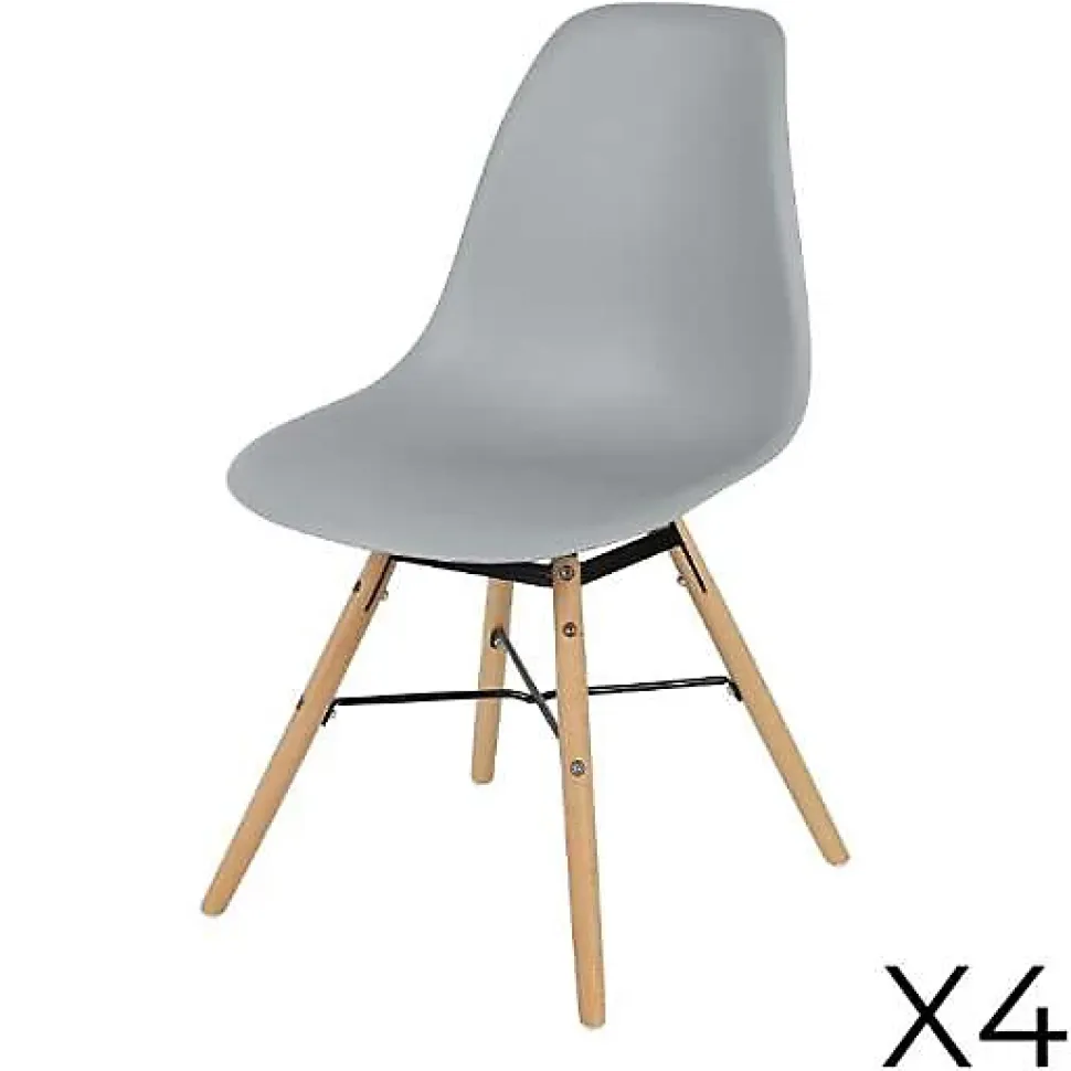 Lot de 4 chaises gris clair avec structure en métal noir et pieds en bois 45,5x52xH42/81 cm Collection JENKINS