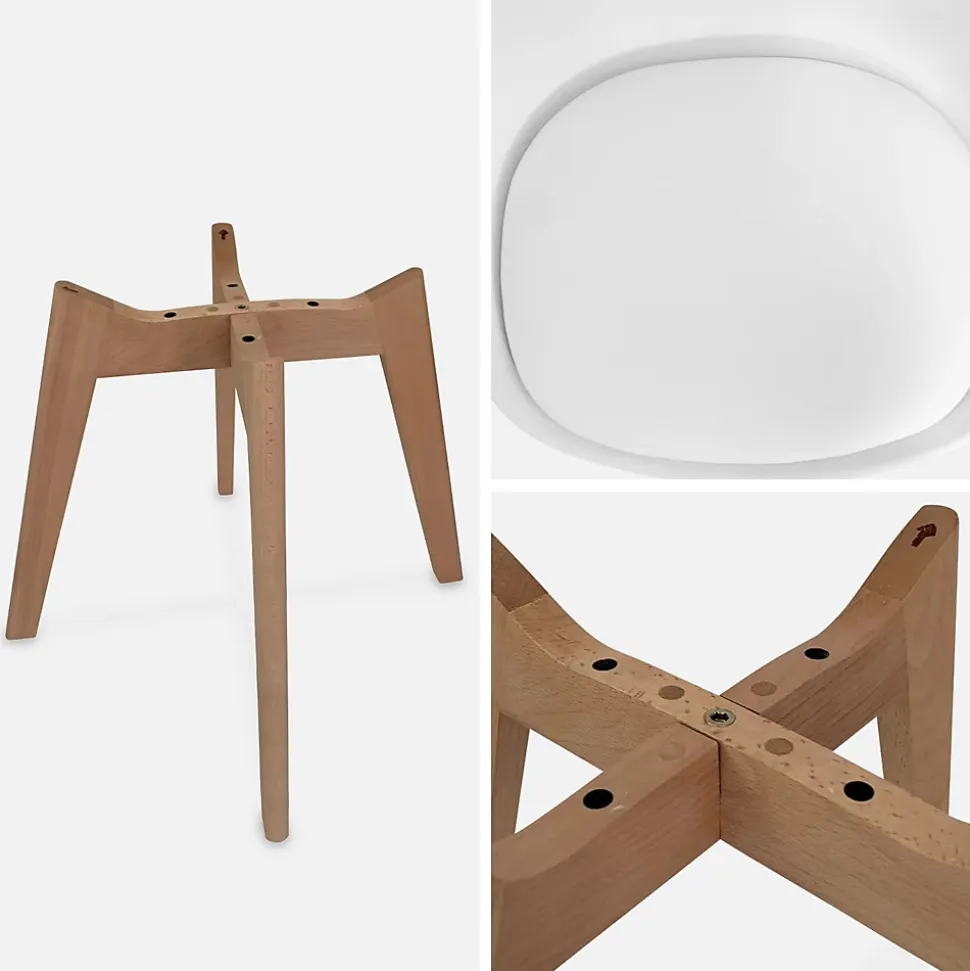 Lot de 4 chaises scandinaves. pieds bois de hêtre. chaises 1 place. blancs