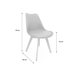 Lot de 4 chaises scandinaves. pieds bois de hêtre. chaises 1 place. blancs