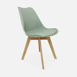 Lot de 4 chaises scandinaves. pieds bois de hêtre. chaises 1 place. vert céladon