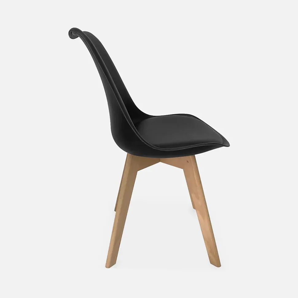 Lot de 4 chaises scandinaves. pieds bois de hêtre. chaise 1 place. noirs