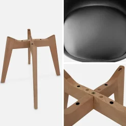 Lot de 6 chaises scandinaves. pieds bois de hêtre. chaises 1 place. noirs