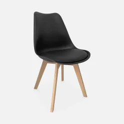 Lot de 6 chaises scandinaves. pieds bois de hêtre. chaises 1 place. noirs