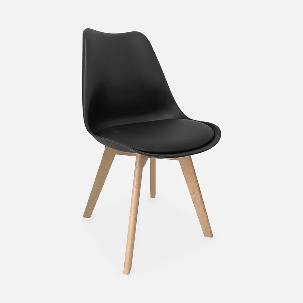Lot de 6 chaises scandinaves. pieds bois de hêtre. chaises 1 place. noirs