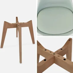 Lot de 6 chaises scandinaves. pieds bois de hêtre. chaises 1 place. vert céladon