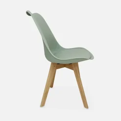 Lot de 6 chaises scandinaves. pieds bois de hêtre. chaises 1 place. vert céladon